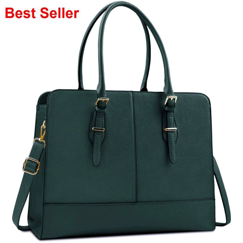 15.6 Inch Laptop Tote Bag PU Leather Work Briefcase Waterproof Messenger